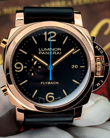 2015 Panerai Luminor 1950 3 Days Chrono Flyback L.E. 44MM Black Dial Rubber Strap (PAM00525)