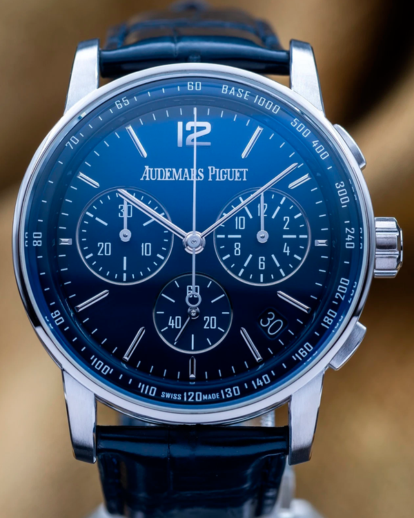2021 Audemars Piguet Code 11.59 Chronograph 41MM Blue Dial Leather Strap (26393BC.OO.A321CR.01)