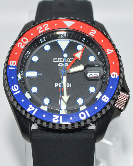 2026 Seiko 5 Sports "Pepsi" L.E. 42.5MM Black Dial Rubber Strap (SSK047)