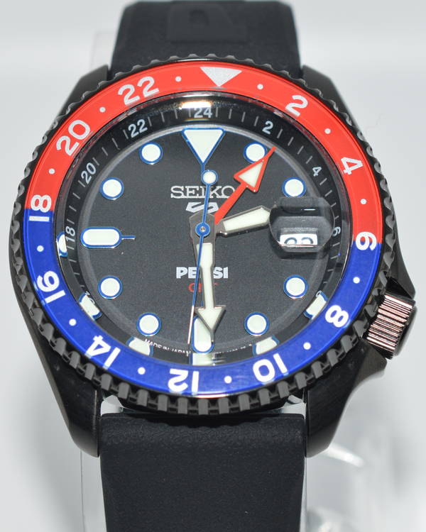 2026 Seiko 5 Sports "Pepsi" L.E. 42.5MM Black Dial Rubber Strap (SSK047)