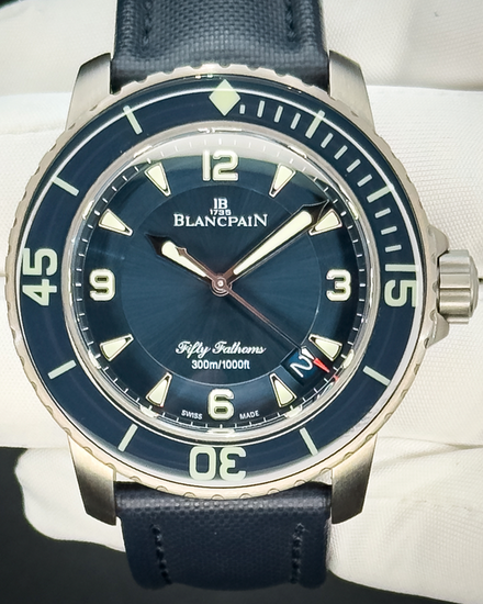 2018 Blancpain Fifty Fathoms Titanium 45MM Blue Dial Textile Strap (5015-12B40-O52A)