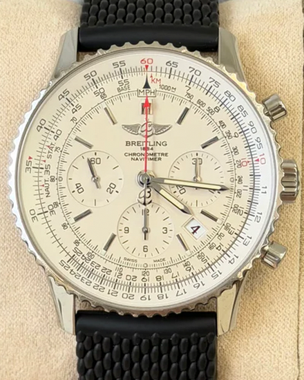 2012 Breitling Navitimer 01 L.E. 43MM White Dial Rubber Strap (AB0123)