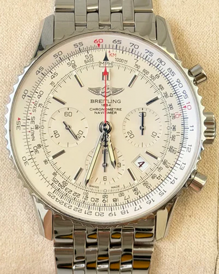 2013 Breitling Navitimer 01 L.E. 43MM White Dial Steel Bracelet (AB0123)