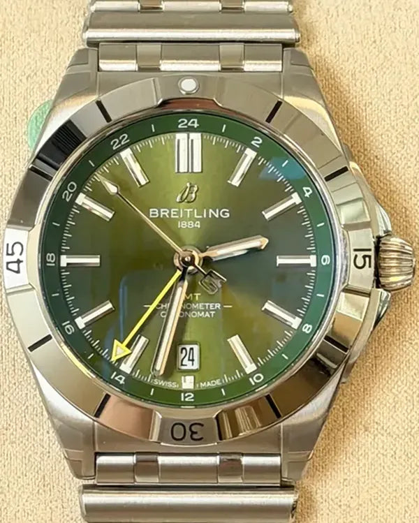 2026 Breitling Chronomat GMT "Giannis Antetokounmpo" L.E. 40MM Green Dial Steel Bracelet (A32398)