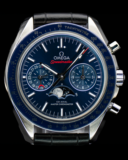 2024 Omega Speedmaster Moonphase 44MM Blue Dial Leather Strap (304.33.44.52.03.001)