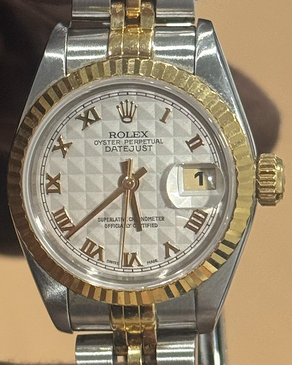 1993 Rolex Lady-Datejust 26MM White "Pyramid" Dial Two-Tone Jubilee Bracelet (69173)