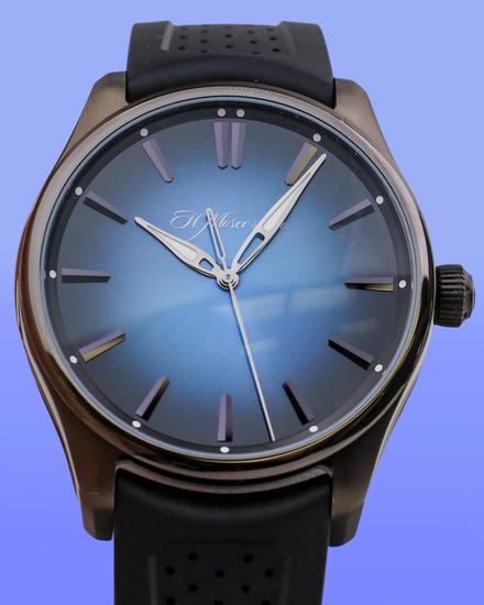No Reserve - 2024 H. Moser & Cie. Pioneer 42.8MM Blue Dial Rubber Strap (3200-1205)