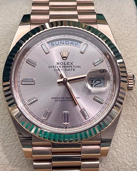 2022 Rolex Day-Date 40MM Sundust Dial Rose Gold President Bracelet (228235)