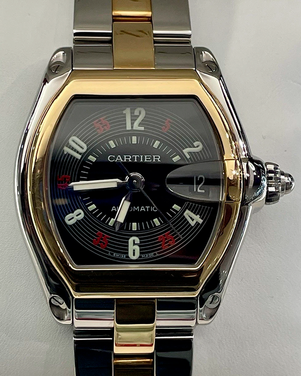 Cartier Roadster 38MM Black "Roulette" Dial Two-Tone Bracelet (W62031Y4)