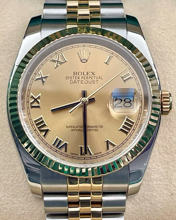 2014 Rolex Datejust 36MM Champagne Dial Two-Tone Super Jubilee Bracelet (116233)