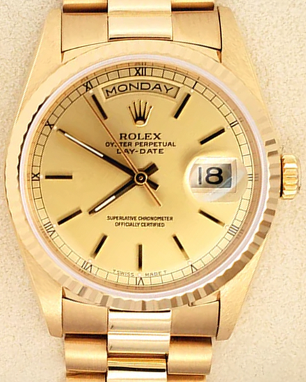 1995 Rolex Day-Date 36MM Champagne Dial Yellow Gold President Bracelet (18238)