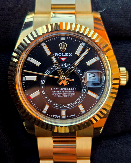2025 Rolex Sky-Dweller 42MM Black Dial Yellow Gold Oyster Bracelet (336938)