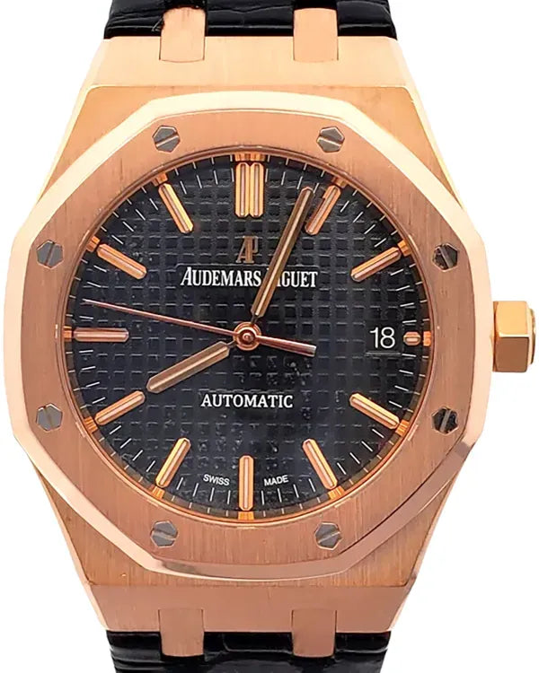 Audemars Piguet Royal Oak 37MM Black Dial Leather Strap (15450OR.OO.D002CR.01)