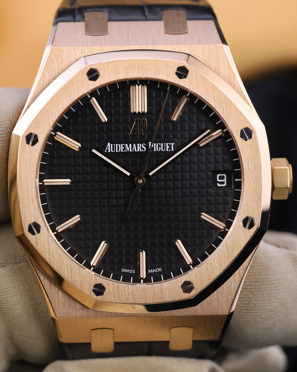 2019 Audemars Piguet Royal Oak 41MM Black Dial Leather Strap (15500OR.00.D002CR.01)