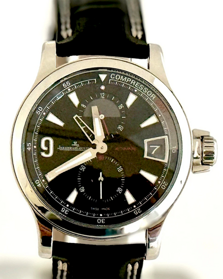 Jaeger-LeCoultre Master Compresor GMT 41.5MM Black Dial Leather Strap (146.8.05)