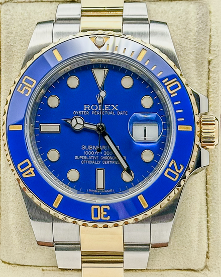 No Reserve - 2010 Rolex Submariner Date "Bluesy" 40MM Blue Dial Two-Tone Oyster Bracelet (116613LB)