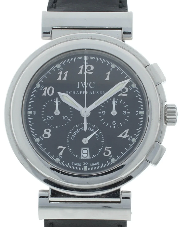 IWC Schaffhausen Da Vinci 36.5MM Quartz Black Dial Aftermarket Leather Strap (3741)
