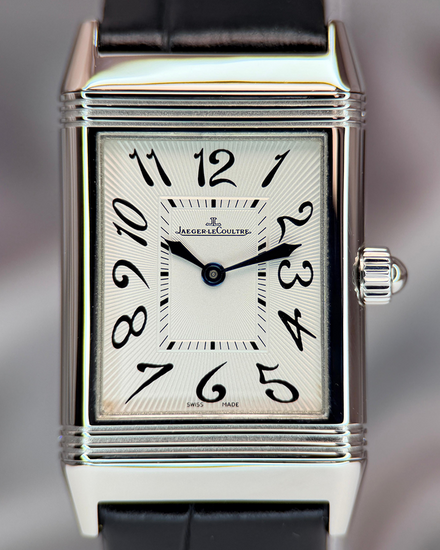 2015 Jaeger-LeCoultre Reverso Duetto Classique 39MM Silver/Black Dial Leather Strap (Q2568403)