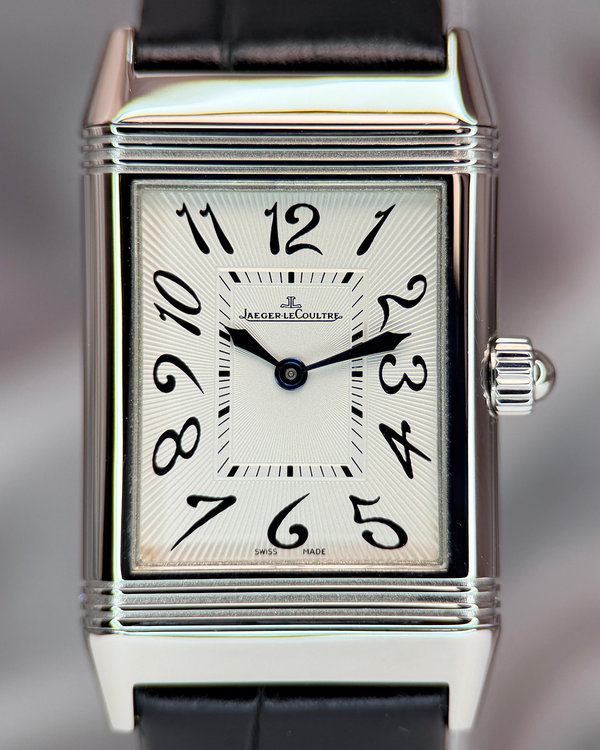 2015 Jaeger-LeCoultre Reverso Duetto Classique 39MM Silver/Black Dial Leather Strap (Q2568403)