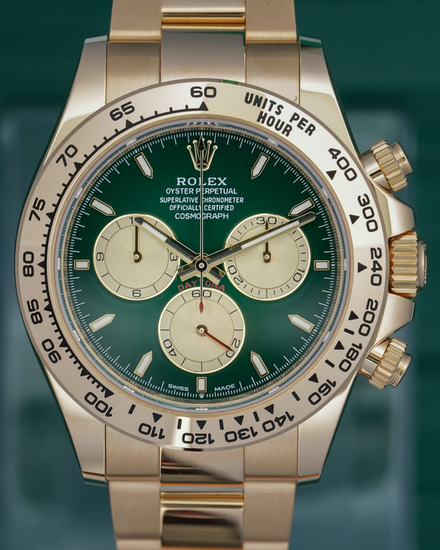 2026 Rolex Cosmograph Daytona 40MM Green "John Mayer" Dial Yellow Gold Oyster Bracelet (126508)