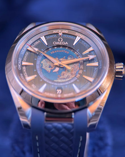 2023 Omega Seamaster Aqua Terra 150M Worldtimer 43MM Blue Dial Rubber Strap (220.10.43.22.03.001)