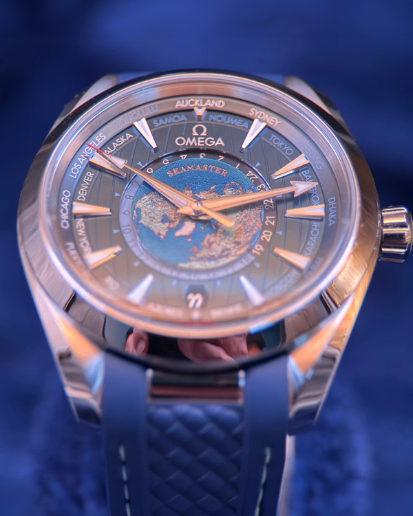 2023 Omega Seamaster Aqua Terra 150M Worldtimer 43MM Blue Dial Rubber Strapet (220.10.43.22.03.001)