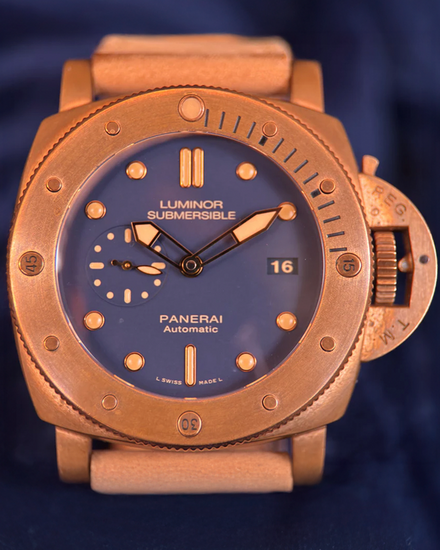 2018 Panerai Submersible Bronzo L.E. 47MM Blue Dial Leather Strap (PAM00671)