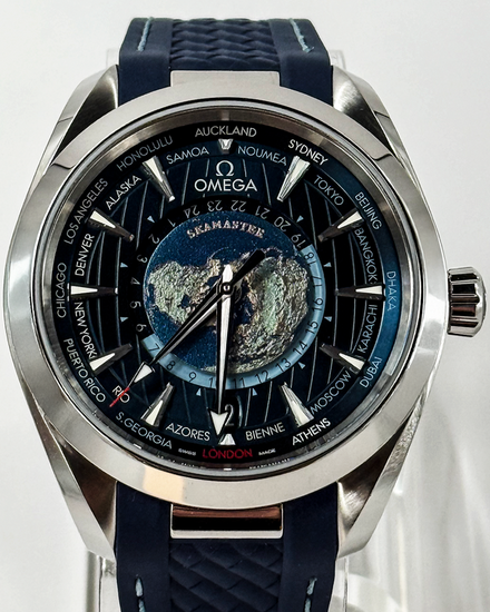 2022 Omega Seamaster Aqua Terra 150M Worldtimer 43MM Blue Dial Rubber Strap (220.12.43.22.03.001)