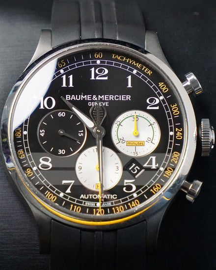 No Reserve - 2016 Baume & Mercier Capeland Chronograph "Shelby Cobra" L. E. 44MM Black Dial Rubber Strap (MOA10281)