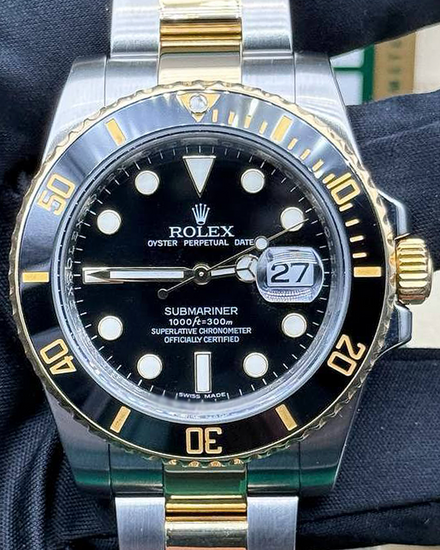 2010 Rolex Submariner Date 40MM Black Dial Two-Tone Oyster Bracelet (116613LN)