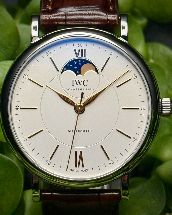 2025 IWC Schaffhausen Portofino Moon Phase 40MM White Dial Leather Strap (IW459401)