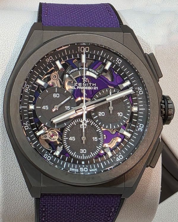 2023 Zenith Defy 21 Ultraviolet 44MM Skeleton Dial Leather Strap (97.9001.9004/80.R922)