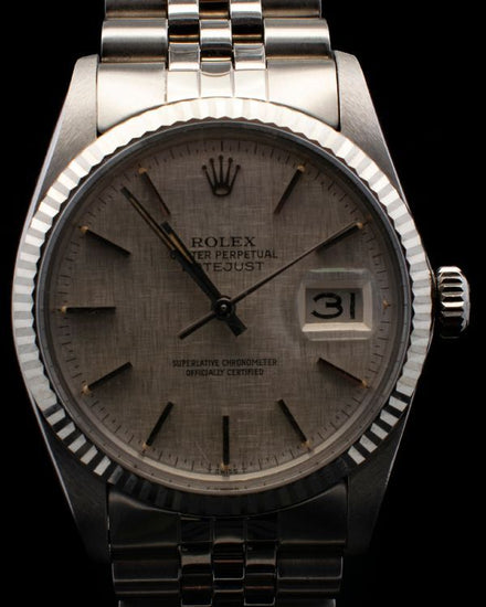 1980 Rolex Datejust 36MM Silver "Linen" Dial Jubilee Bracelet (16014)