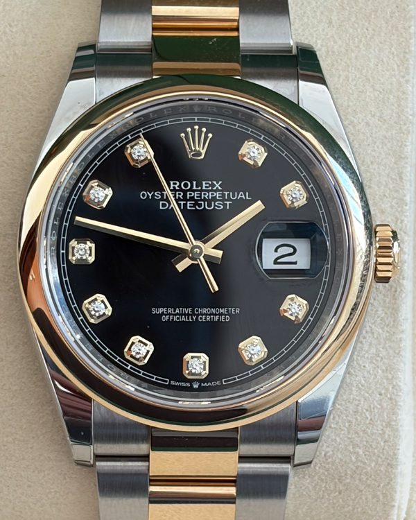 2026 Rolex Datejust 36MM Black Dial Two-Tone Oyster Bracelet (126203)
