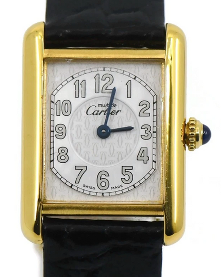 Cartier Tank Must Sterling 28MM Quartz Silver Dial Leather Strap (2415)