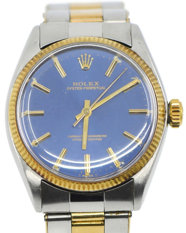 Rolex Oyster Perpetual 34MM Blue Dial Two-Tone Oyster Two-Tone Oyster Bracelet (1005)