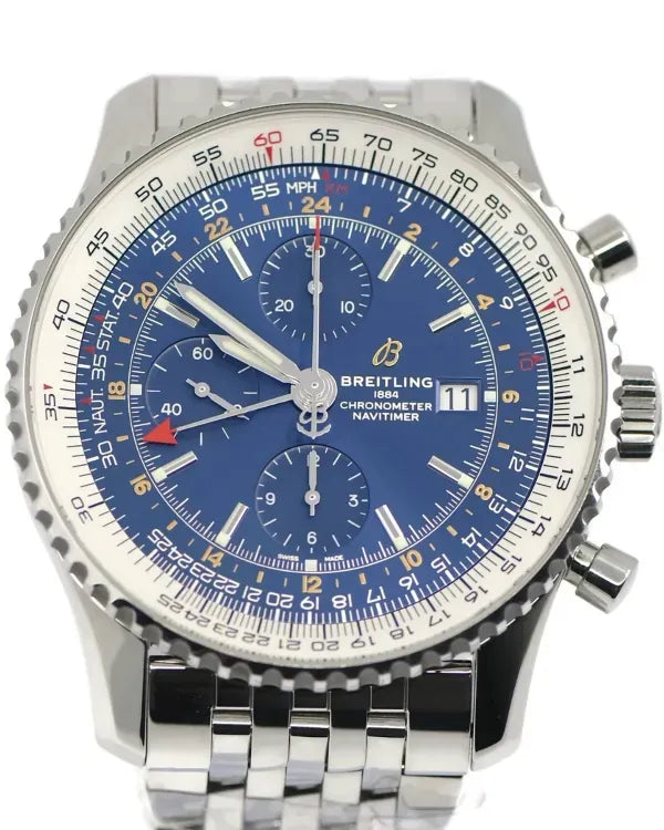 Breitling Navitimer World 46MM Blue Dial Steel Bracelet (A24322)