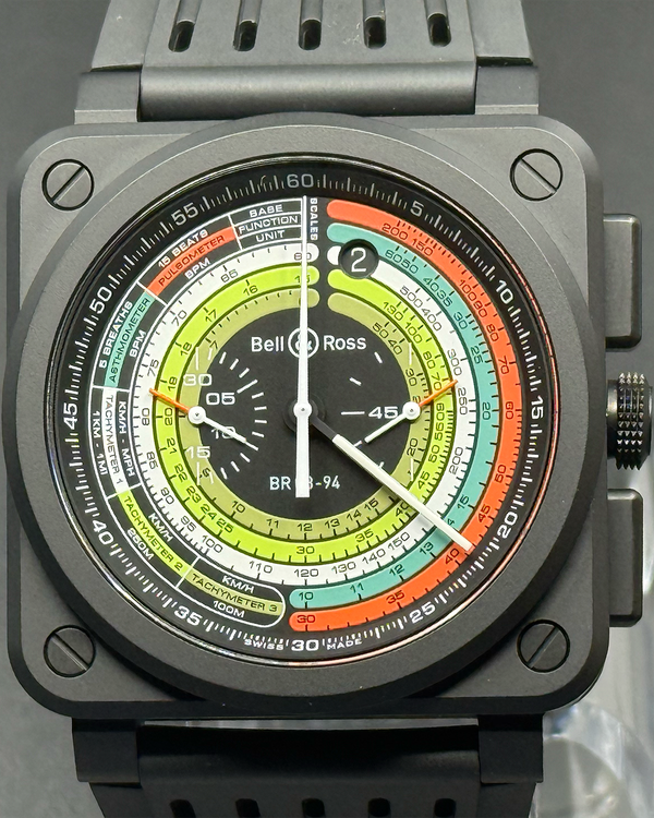 2023 Bell & Ross BR 03 - 94 Multimeter Chronograph L.E. 42MM Black "Multiscale" Dial Rubber Strap (BR0394-SW-CE/SRB)