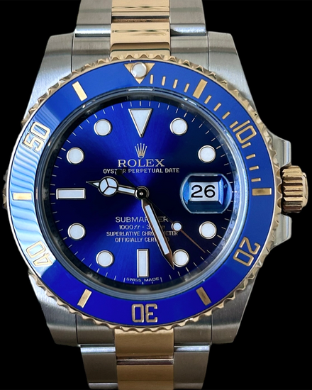No Reserve - 2014 Rolex Submariner "Bluesy" 40MM Blue Dial Two-Tone Oyster Bracelet (116613LB)