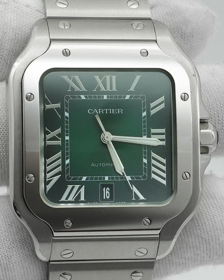 2024 Cartier Santos De Cartier 39.8MM Green Dial Steel Bracelet (WSSA0062)