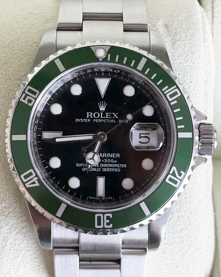 2008 (M Serial) Rolex Submariner Date "Kermit" 40MM Black Dial Oyster Bracelet (16610LV)