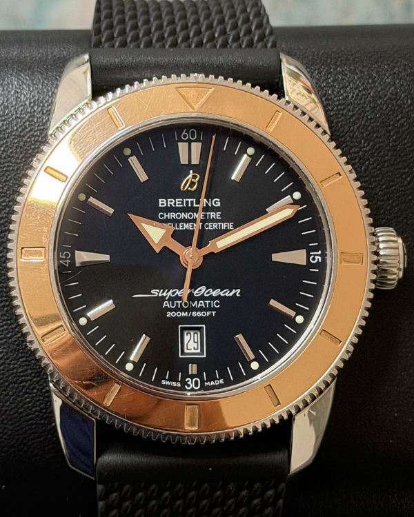 2015 Breitling Superocean Heritage 46MM Black Dial Rubber Strap (U17320)