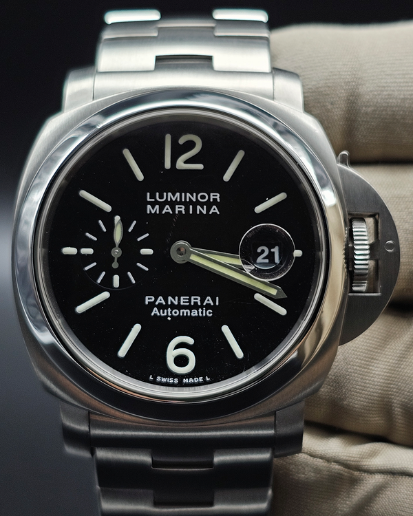2011 Panerai Luminor Marina 44MM Black Dial Steel Bracelet (PAM00299)