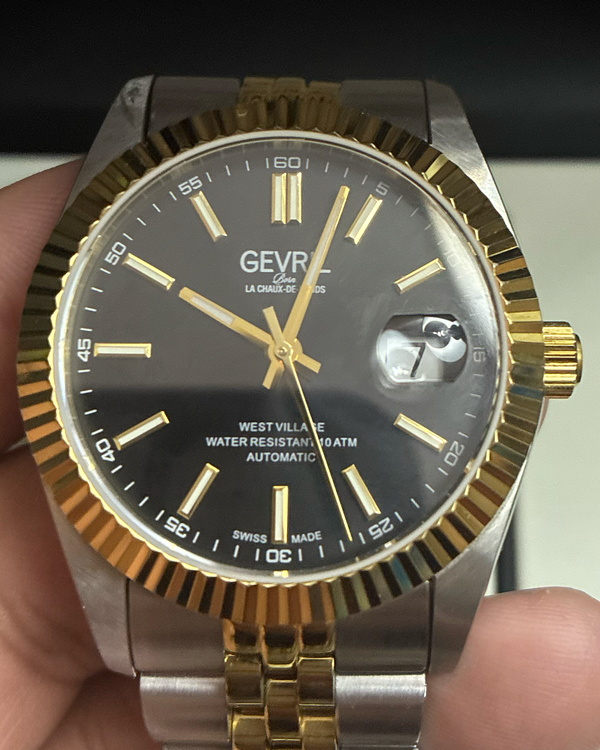 No Reserve - Gevril West Village 40MM Black Dial Two-Tone Bracelet (48903)