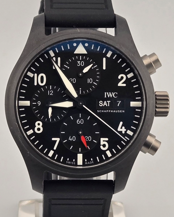 2023 IWC Schaffhausen Pilot Chronograph Top Gun 41.9MM Black Dial Rubber Strap (IW389401)
