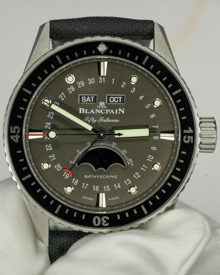 2023 Blancpain Fifty Fathoms Bathyscaphe 43MM Grey Dial Textile Strap (5054-1110-B52A)