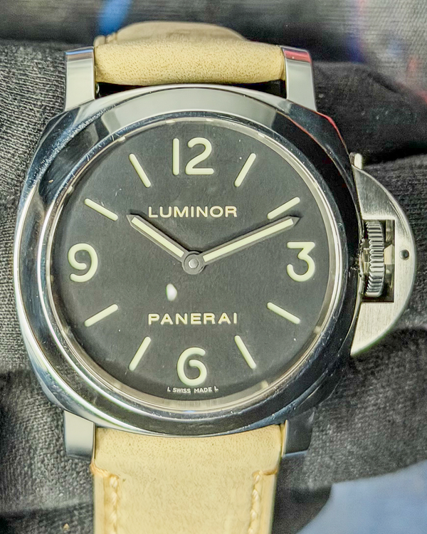 2015 Panerai Luminor Base 44MM Black Dial Aftermarket Leather Strap (PAM00112)