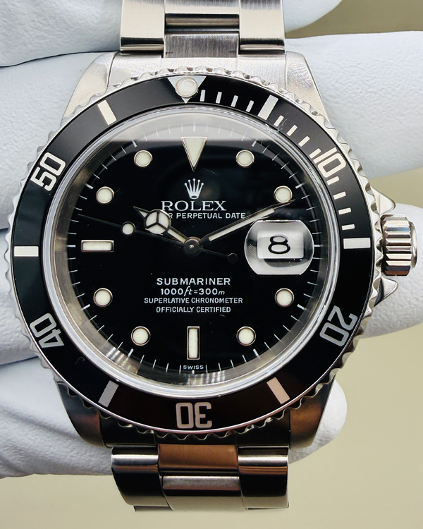 1999 (A Serial) Rolex Submariner Date 40MM Black "Swiss Only" Dial Oyster Bracelet (16610)