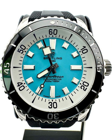 No Reserve - 2026 Breitling Superocean 44MM Turquoise Dial Rubber Strap (A17376211L2S1)