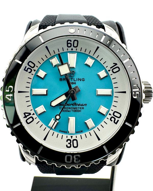 No Reserve - 2026 Breitling Superocean 44MM Turquoise Dial Rubber Strap (A17376211L2S1)
